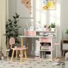 Qaba Kids Study Desk with Storage, Kids Desk and Chair Set for Bedroom & Study Room, Girls Boys Aged 3-8 Years, Pink