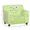 Kids Sofa, Armrest Chair for Preschool, Toddler Couch for Kids Room, Kindergarten with Cute Animal Print, Super-soft Velvet, Eucalyptus Wood, Green