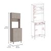 Della 60 Kitchen Pantry with Countertop, Closed & Open Storage -Light Gray