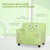 Kids Sofa, Armrest Chair for Preschool, Toddler Couch for Kids Room, Kindergarten with Cute Animal Print, Super-soft Velvet, Eucalyptus Wood, Green