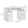 47" Computer Desk with Keyboard Tray and Storage Drawers, Home Office Workstation Table with Storage Shelves, White
