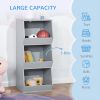 Kids Storage Cabinet 3 Shelves Anti-toppling Toy Storage Organizer Children Bookcase Book Rack for Children's Play Room/Bedroom, Grey