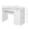 Computer Desk with Storage Drawers, Study Writing Table with Cabinet Adjustable Shelf for Home Office Workstation Bedroom, White