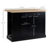 HOMCOM Kitchen Island Table Freestanding with Storage Drop Leaf Adjustable Shelves Drawer Black