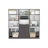 Lecanto 3 Piece Home Bookcase set, 74" Wide with 13 Shelves and 2-door Cabinet , Living Room Set Matt Gray / White
