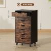 7-drawer Vertical File Cabinet for Home Office, Storage Cabinet with Wheels, 18.7"x15.6"x35.4", Rustic Brown