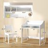 Qaba Kids Desk and Chair Set with Storage and Shelves, for Bedroom & Study Room, Gift for 3-8 Years Old, White