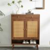 Multi-functional Modern Minimalist Walnut-Colored MDF Shoe Cabinet - Perfectly Blends into Nordic, Japanese, and Industrial Style Homes
