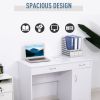 Computer Desk with Storage Drawers, Study Writing Table with Cabinet Adjustable Shelf for Home Office Workstation Bedroom, White