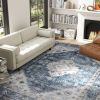 HOMCOM 8x10 Area Rug, Vintage Washable Rug, Non-Slip Floor Carpet for Living Room, Bedroom, Dining Room, Blue