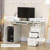 47" Computer Desk with Keyboard Tray and Storage Drawers, Home Office Workstation Table with Storage Shelves, White