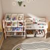 Kids Toy Storage Organizer, Toy Organizer with 2 Tier Bookshelf, Toy Storage with Shelf and 12 Toy Bins, Kids Bookshelf and Toy Storage for Playroom