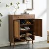 Multi-functional Modern Minimalist Walnut-Colored MDF Shoe Cabinet - Perfectly Blends into Nordic, Japanese, and Industrial Style Homes