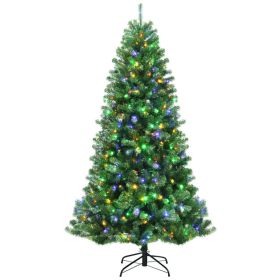 6/7/8 Feet Artificial Christmas Tree with Remote-controlled Color-changing LED Lights (size: 6 ft)