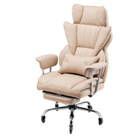 VEVOR Executive Office Chair with Footrest, 400lb Capacity Office Chair with Lumbar Pillow & Removable Armrests, Heavy Duty Ergonomic Chair (Color: Khaki)