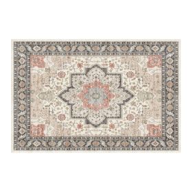 1PC Bohemian Vintage Watercolor Doormat - Non-Slip Soft Rug, Stain-Resistant Washable Mat for Entryway, Kitchen, Living Room, Laundry & Bathroom (colour: KSX-8-10-9, size: 8*10ft/244*305cm)