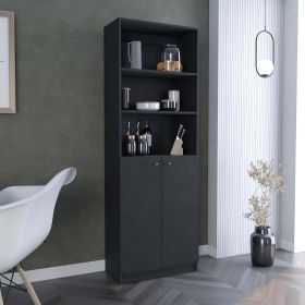 Home 2-Door Bookcase, Modern Storage Unit with Dual Doors and Multi-Tier Shelves (Color: as Pic)
