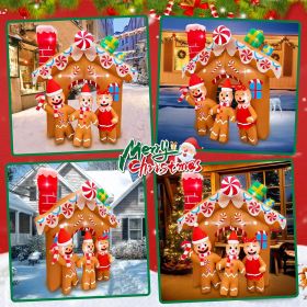 7 FT Christmas Inflatable Gingerbread House Archway Decoration (Color: red Bright White Gingerbread Man)
