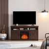 Farmhouse TV Media Stand, Large Barn Inspired Home Entertainment Console, with 18" Fireplace Insert, for TV Up to 65''