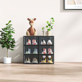 6/12/18/24/36PCS Stackable Shoe Storage Cabinet with Clear Front Door Plastic Sneaker Organizer Box for Entryway Closet or Bedroom Dustproof Shoe Case (size: 6PCS)