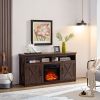 Farmhouse TV Media Stand, Large Barn Inspired Home Entertainment Console, with 18" Fireplace Insert, for TV Up to 65''