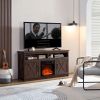 Farmhouse TV Media Stand, Large Barn Inspired Home Entertainment Console, with 18" Fireplace Insert, for TV Up to 65''
