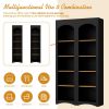 ON-TREND Free Standing 5 Tier Bookshelves, Bookcases Set of 2, Farmhouse Two-Tone Storage Cabinet with Adjustable Shelves