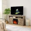 Farmhouse TV Media Stand, Large Barn Inspired Home Entertainment Console, with 18" Fireplace Insert, for TV Up to 65''