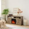Farmhouse TV Media Stand, Large Barn Inspired Home Entertainment Console, with 18" Fireplace Insert, for TV Up to 65''
